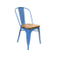 Bice Blue Finish Wood Seat Tolix Chair