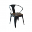 Smokey Black Tolix Arm Chair With Wood Seat