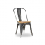Medium Gun Metal Grey Natural Wood Seat Tolix Chair 3