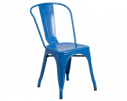 Cobalt Blue Galvanized Tolix Chair In-Outdoor
