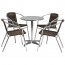 Brown Walnut Rattan Chairs With Stainless Steel Top Set In-Outdoor 3