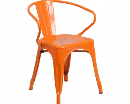 Princeton Orange Finish Tolix Arm Chair