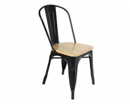 Black Tolix Chair With Beech Wood Seat