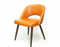 The Baltimore Chair Orange Vinyl With Wood Grain Metal Legs
