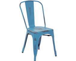 French Blue Antique Weathered Finish Tolix Chair
