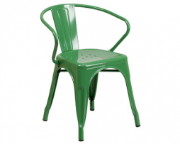 Fern Green Galvanized  Tolix Arm Chair In-Outdoor