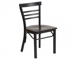 Adelina Black Metal Cafe Chair Dark Wood Seat