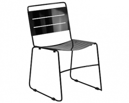 Black Ergonomic Laser Cut Stacking Cafe Chair