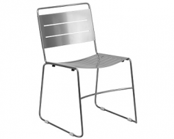 Silver Ergonomic Laser Cut Stacking Cafe Chair