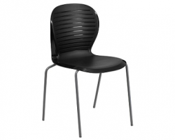 Contemporary Black Rib Back Plastic Metal Frame Chair