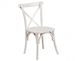 Vintage White Washed Cross Back Beechwood Chair